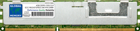 4GB DDR3 1333MHz PC3-10600 240-PIN ECC REGISTERED DIMM (RDIMM) MEMORY RAM FOR HEWLETT-PACKARD SERVERS/WORKSTATIONS (2 RANK CHIPKILL)